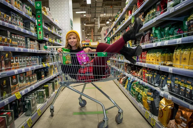 girl, basket, supermarket, cart, shelves, racks, shop, grocery, shopping, consumer, buyer, products, shopping center, young woman, counters, shelving, buy, supermarket, supermarket, supermarket, supermarket, supermarket, grocery, consumer, consumer. Retail media buyer personas as evidence cards, with the stereotype fields removed and a worked example