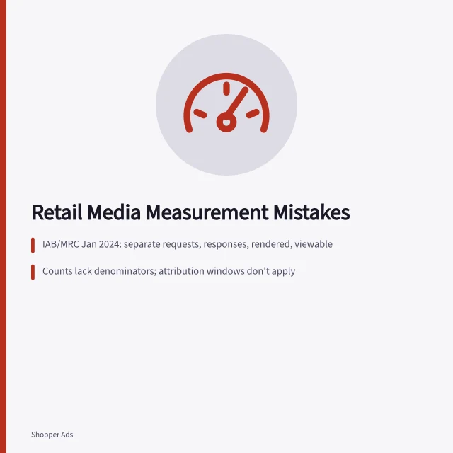 Card on retail media measurement mistakes: delivery, rates, attribution. Treating a response as attention, and other retail media measurement mistakes