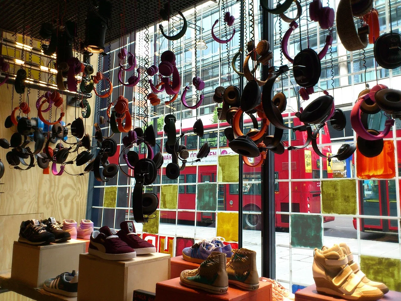 london, oxford street, headphones, store window, multicoloured, shop, decoration, visual merchandising, shoes, sneaker, oxford street, visual merchandising, visual merchandising, visual merchandising, visual merchandising, visual merchandising