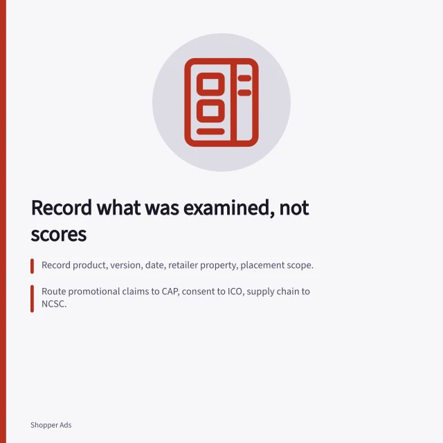 Checklist for retail media supplier selection recording examined evidence, not scores. Selecting retail media suppliers by recording what was examined, not by scoring what was not