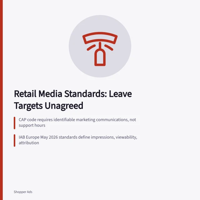 Card on retail media service standards, unagreed targets and approval records. Retail media service standards that leave the numbers unagreed until someone can authorise them